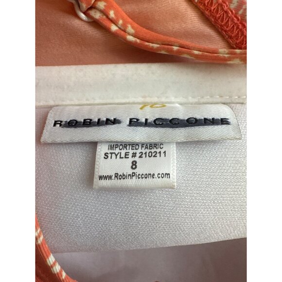 Robin Piccone Ava swimsuit Plunge Neck Tie-Front 1 pc Orange womens size 8 new - Picture 4 of 6